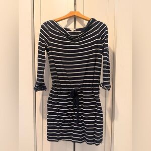 GAP Striped Navy and White Drawstring Waist Dress XS